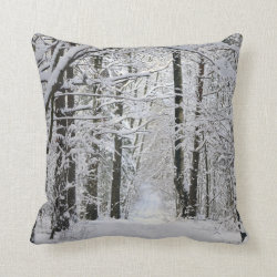 Winter Forest Path Throw Pillow