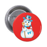 Winter Friends Adorable Snowman and Cardinal Pinback Button