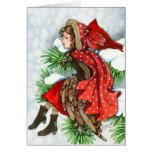 Winter Friends - Cardinal Bird Girl Greeting Card cards