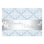 Winter Frost Damask Meal Card Custom Invite