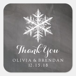 Winter Frost Snowflakes Chalkboard | Wedding Favor Square Sticker