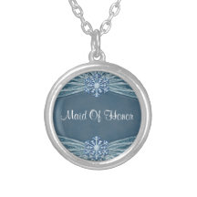 Winter Frost & Snowflakes Wedding Personalized Necklace