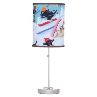 Winter Fun Skiing Labradors Table Lamps
