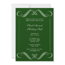 Winter green flourish elegant corporate holiday invitations