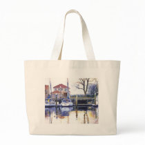"Winter Harbor" Boats Watercolor bags by PaulJacksonart "Winter Harbor" Boats Watercolor bags