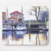 "Winter Harbor" Boats Watercolor mousepads by PaulJacksonart "Winter Harbor" Boats Watercolor mousepads