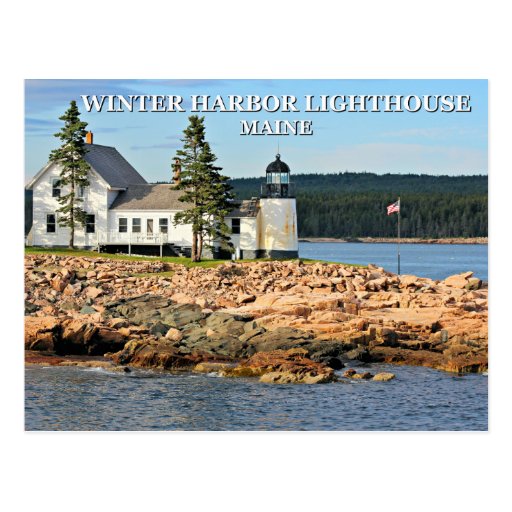 Winter Harbor Lighthouse, Maine Postcard Zazzle