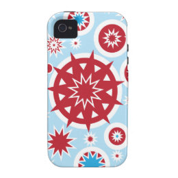 Winter Holiday Blue Red Snowflakes Pattern Vibe iPhone 4 Cover