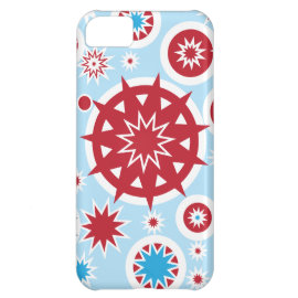 Winter Holiday Blue Red Snowflakes Pattern iPhone 5C Case