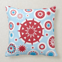 Winter Holiday Blue Red Snowflakes Pattern Pillows