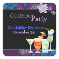 Winter Holiday Cocktail Party Invitation Stickers stickers
