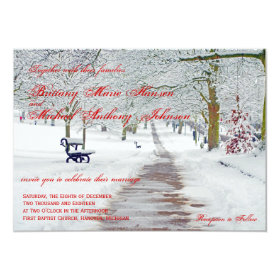 Winter Holiday Snow in the Park Wedding Invitation 4.5