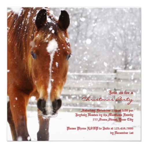 Winter Horse Christmas Party Personalized Invites