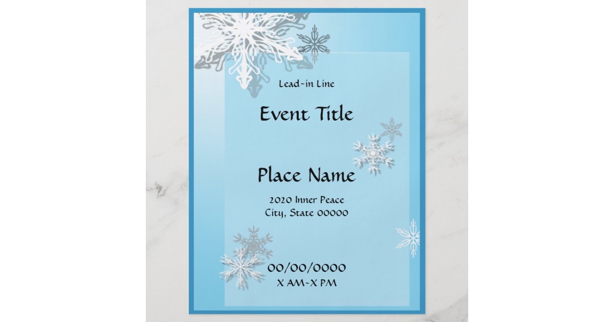 Winter Icy Snowflakes Event Flyer Zazzle