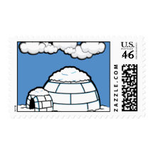 Winter IGLOO SNOW BLUE SKY WHITE CLOUDS CARTOON Stamp