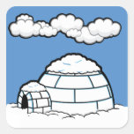 Winter IGLOO SNOW BLUE SKY WHITE CLOUDS CARTOON Sticker