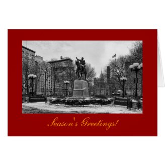 Winter in NYC's Union Square 001 B & W Chrismas Cards
