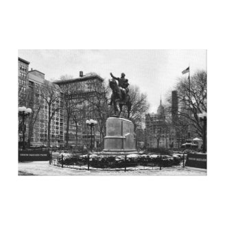 Winter in NYC's Union Square 001 Black White Stretched Canvas Prints