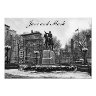 Winter in NYC's Union Square 001 Black White Custom Announcement