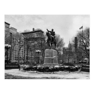 Winter in NYC's Union Square 001 Black White Post Card