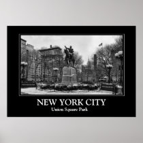 Winter in NYC's Union Square 001 Black White Posters