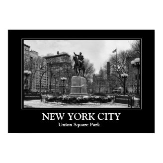 Winter in NYC's Union Square 001 Black White Posters