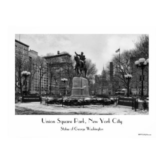 Winter in NYC's Union Square 001 Black White Poster