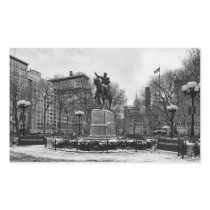 Winter in NYC's Union Square 001 Black White Rectangular Sticker