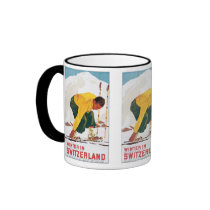 Winter in Switzerland mugs by MyOtherPlanet Winter in Switzerland mugs