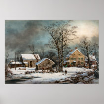 Winter in the Country, A cold  Morning Archival Pr Poster