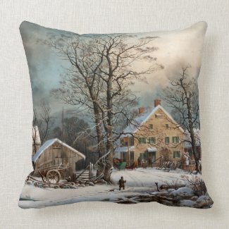 Winter in the Country, A Cold Morning Throw Pillow