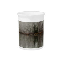 Winter Lake and Tree Scene from Austria Pitcher