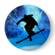 Winter Landscape and Freestyle Skier Pins