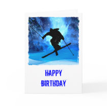 Winter Landscape and Freestyle Skier Greeting Card