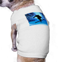 Winter Landscape and Freestyle Skier Dog Tshirt