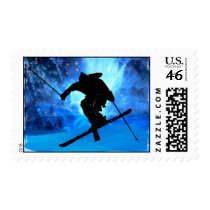 Winter Landscape and Freestyle Skier Postage Stamps