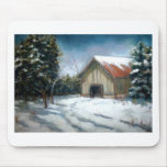 WINTER LANDSCAPE ART WITH BARN MOUSEPADS
