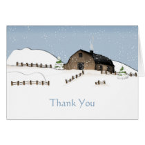 Winter Landscape Barn Thank You Cards
