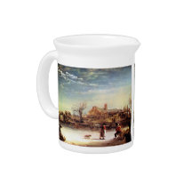 Winter Landscape by Rembrandt Harmenszoon van Rijn Beverage Pitchers