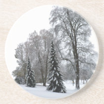 Winter Landscape Coaster Snow Covered Forest Gift coasters