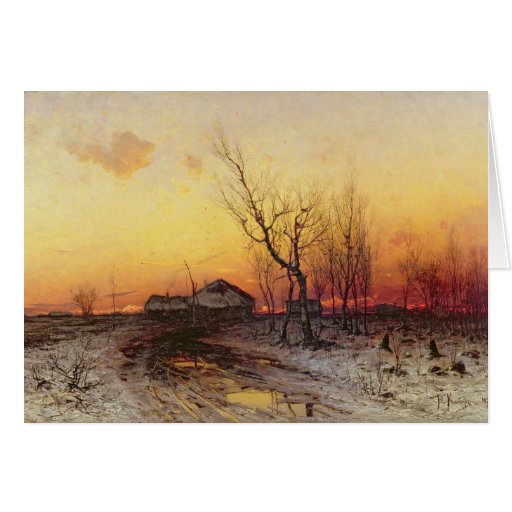 Christmas Card With Snowy Landscape Stock Photo - Image ...