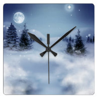 Winter Landscape Square Wallclock