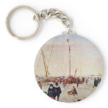 Winter Landscape With Ice Skaters Keychains