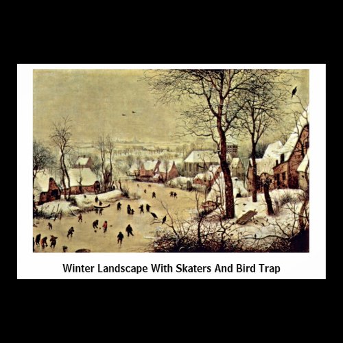 Winter Landscape With Skaters And Bird Trap By Bru Print