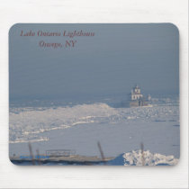 winter lighthouse, Lake Ontario LighthouseOsweg... mousepads by tyounglyle winter lighthouse, Lake Ontario LighthouseOsweg... mousepads