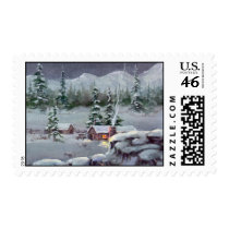 WINTER LOG CABIN STAMP by SHARON SHARPE