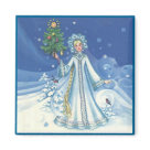 square_magnet - Soft blue tones set the mood for this delightful winter fairy. She hold a small Christmas tree and the wind is blowing lovely swirls of snow and snowflakes about her. A vintage touch of fantasy for the holiday season.: Sizes 