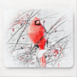 WINTER MALE CARDINAL MOUSE PADS