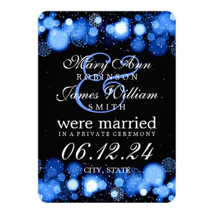 Winter Marriage / Elopement Blue Lights Custom Invitations