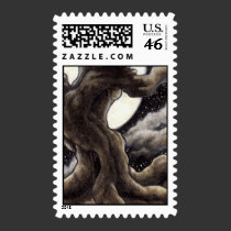 Winter moon postage stamps